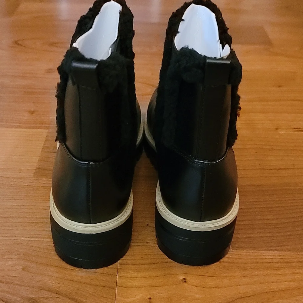 Marc Fisher Ink Lug Sole Chelsea Fur Detail Boots - Picture 6 of 9